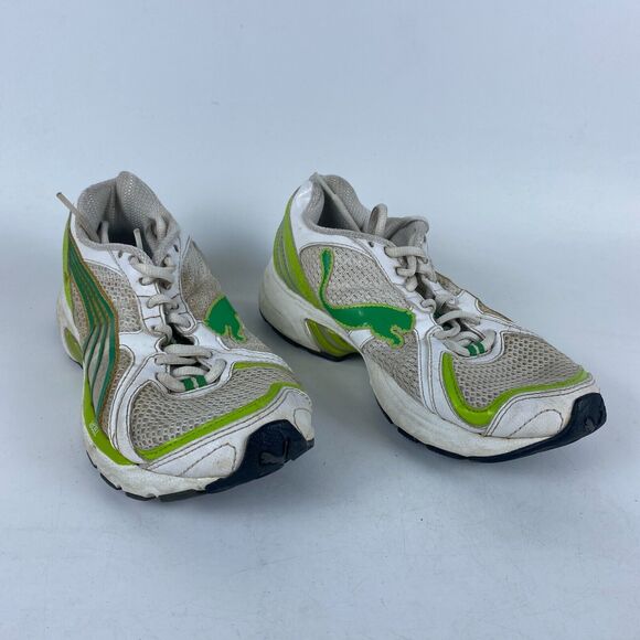 Puma Levaio IdCell Running Shoes Women Size 6.5 White Green Mesh Low Top Lace Up - Picture 1 of 10